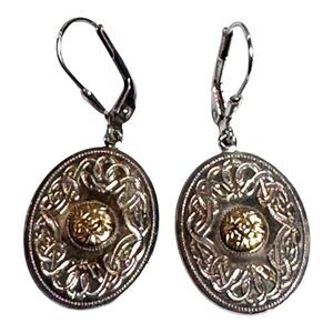 Celtic Warrior Sterling with 18k Bead Earrings Ardagh Chalice Shield Luer Back